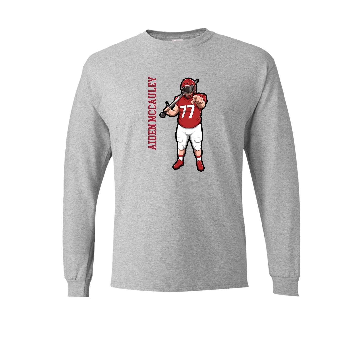 Long Sleeve Tee — Name Vertical in Grey