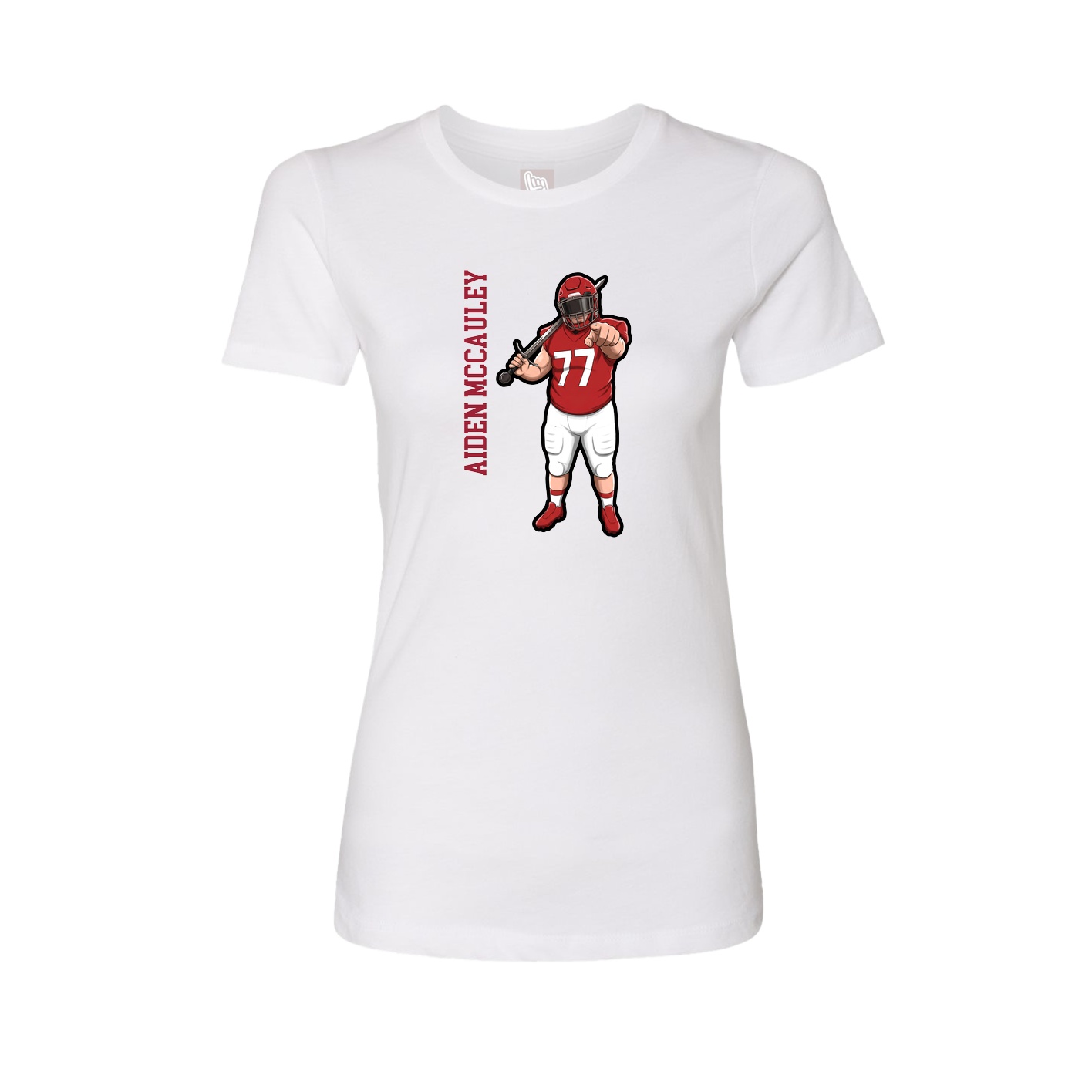 Fitted Women's Tee — Name Vertical in White