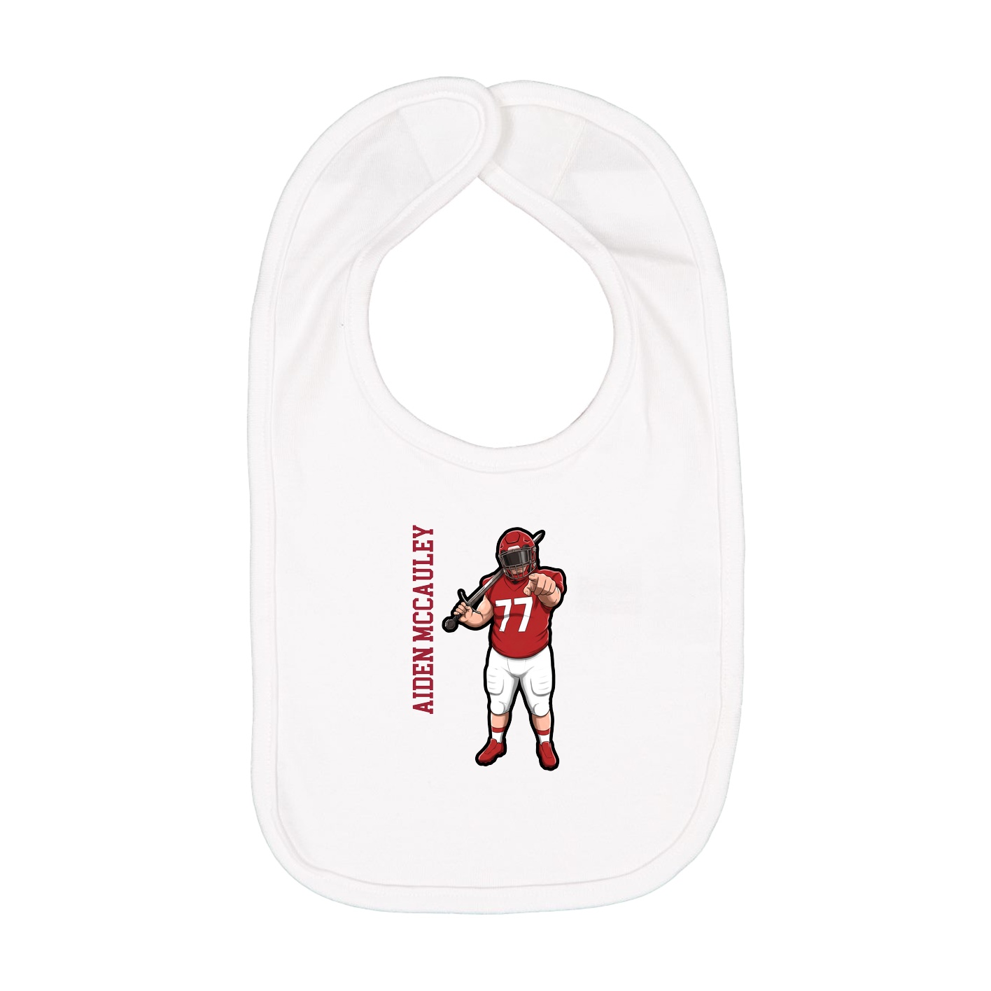 Infant Bib — Name Vertical in White
