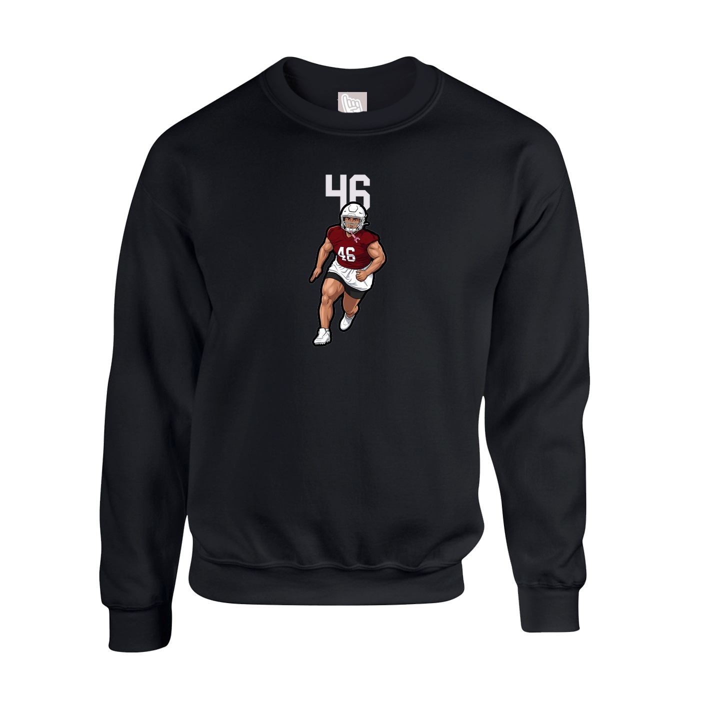 Fleece Crew — Number Top in Black