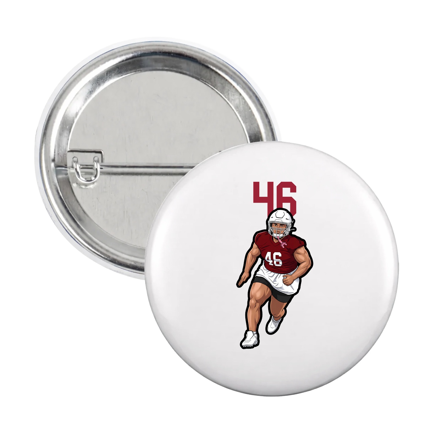 Game Day Button — Number Top in White
