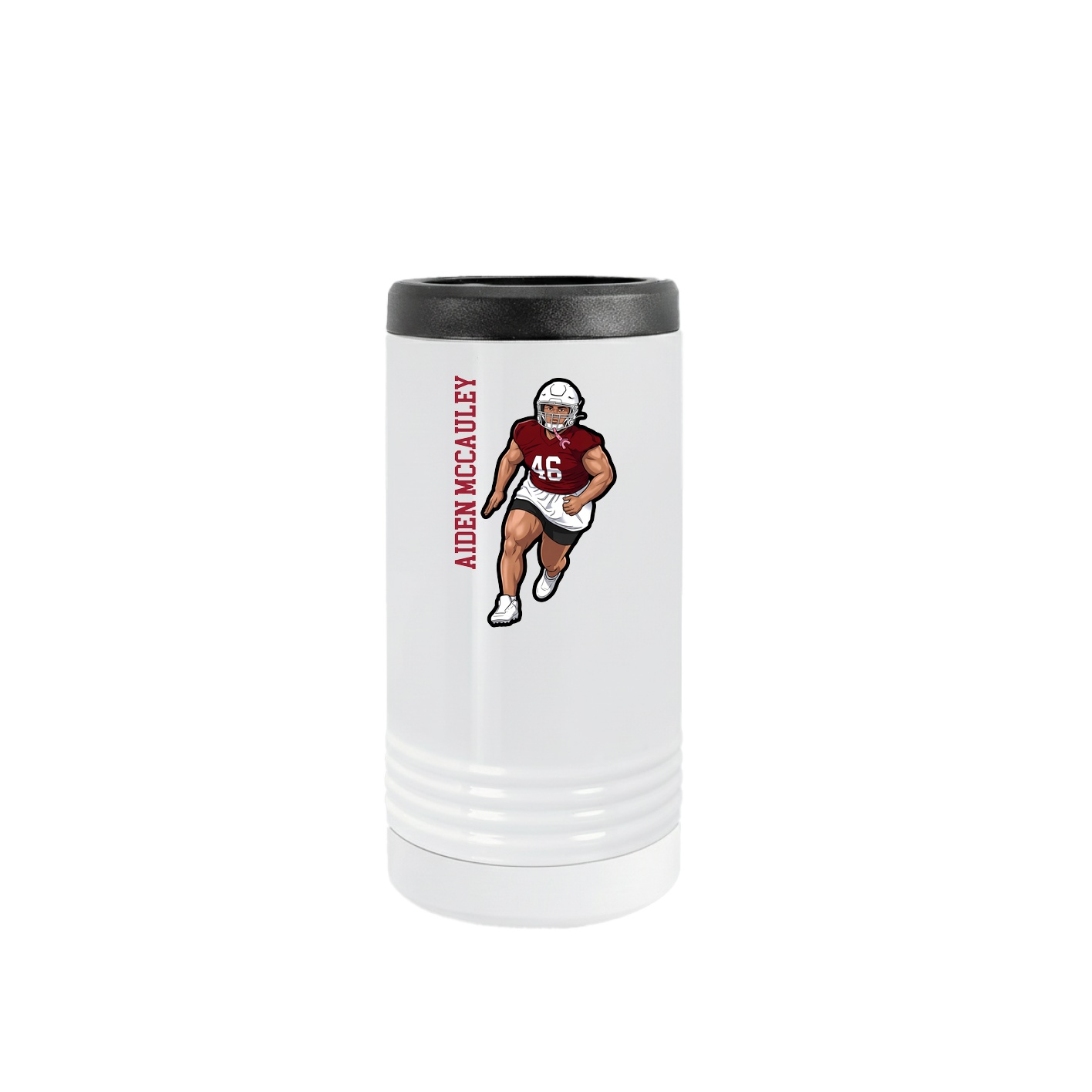 Slim Beverage Holder — Name Vertical in White