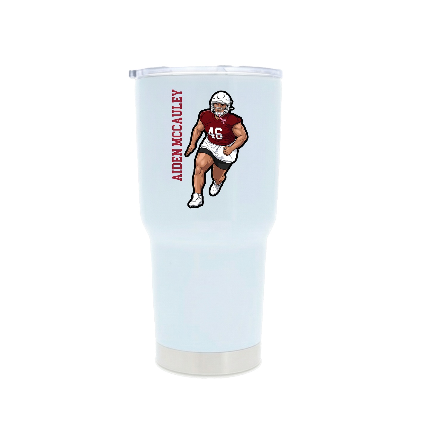30oz Stainless Steel Tumbler — Name Vertical in White