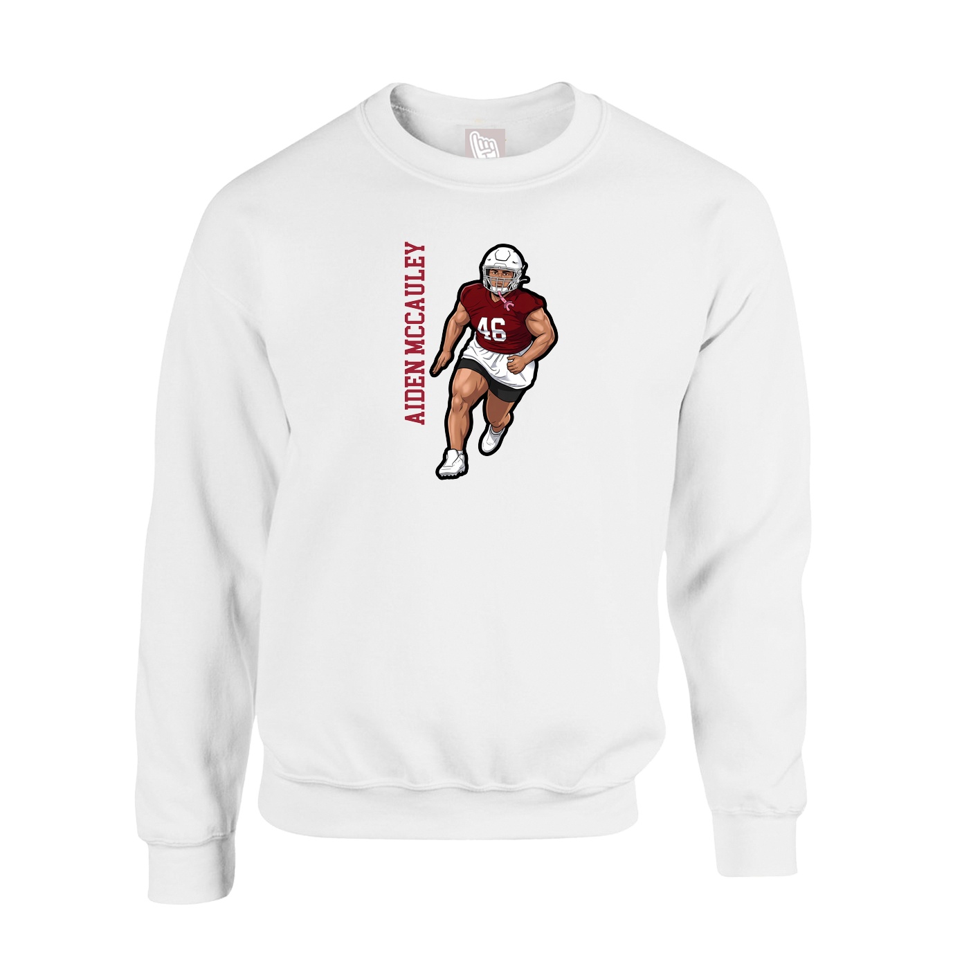 Fleece Crew — Name Vertical in White