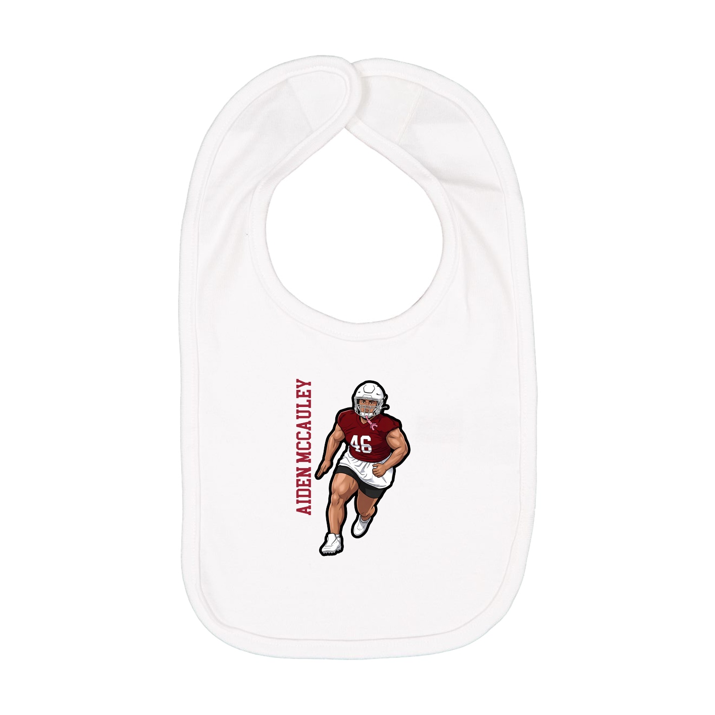 Infant Bib — Name Vertical in White