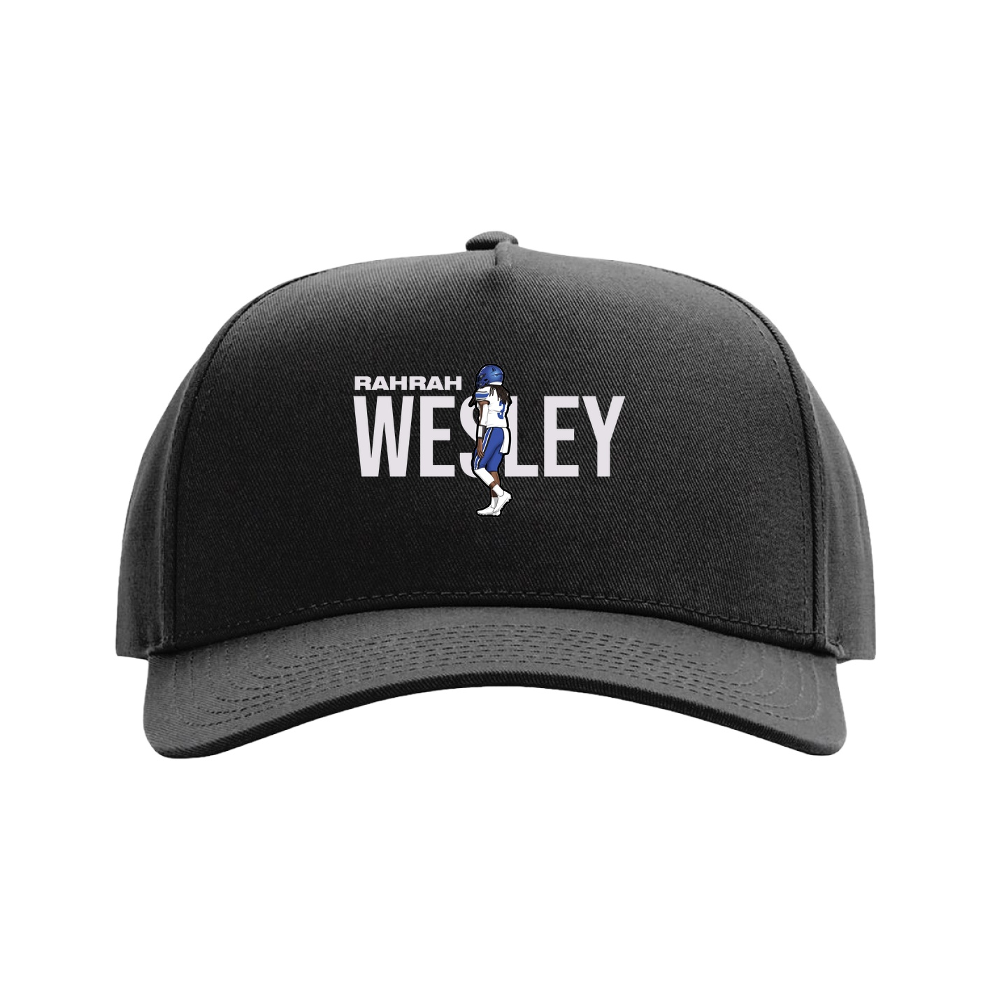 Full Fabric Five-Panel Champ Cap — Player Name in Black