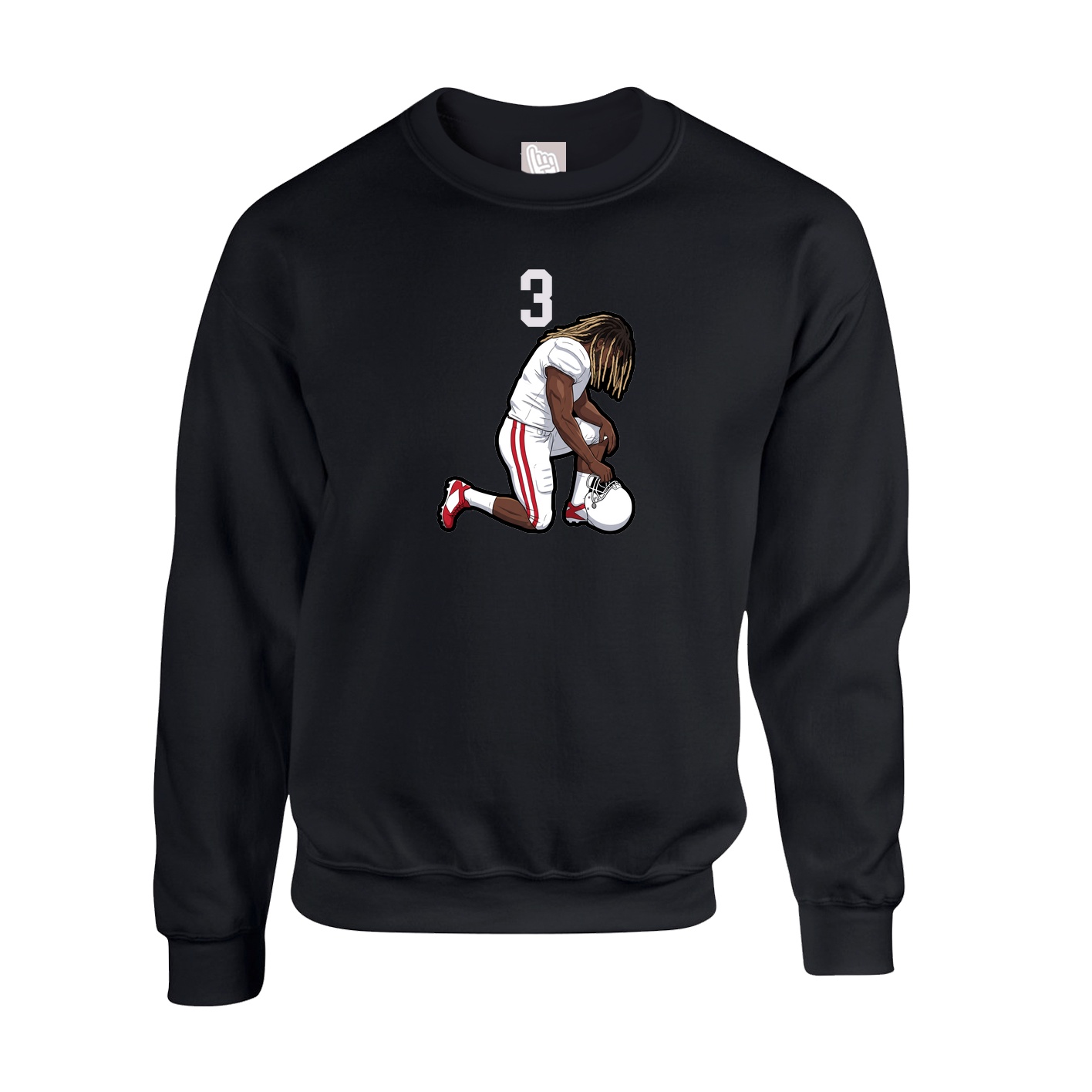 Fleece Crew — Number Top in Black