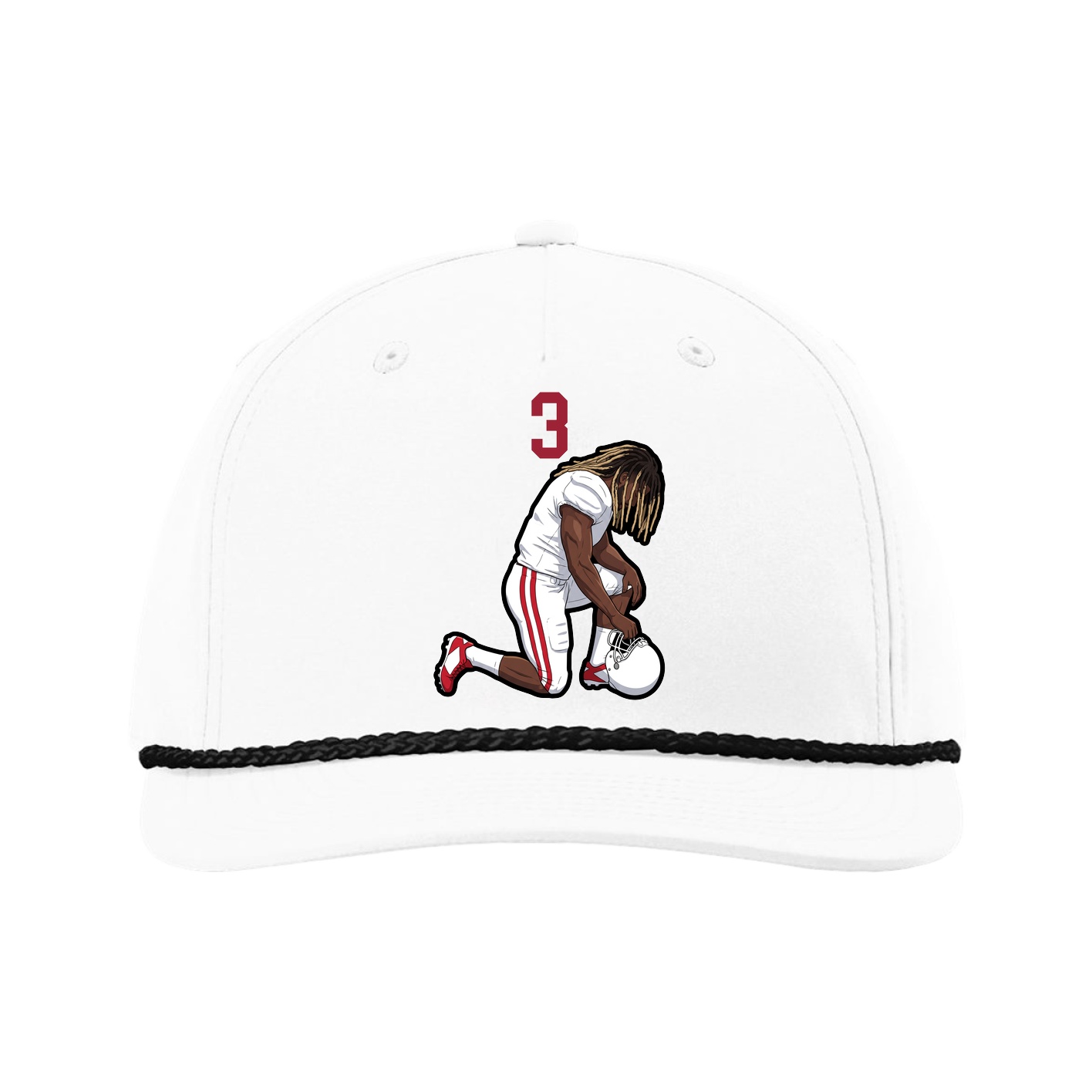 Five-Panel Classic Rope Cap — Number Top in White
