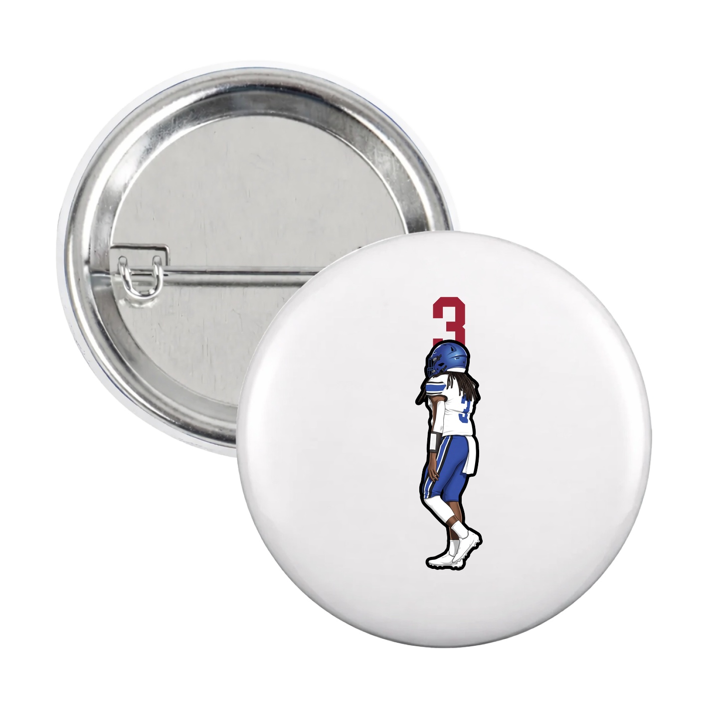 Game Day Button — Number Top in White
