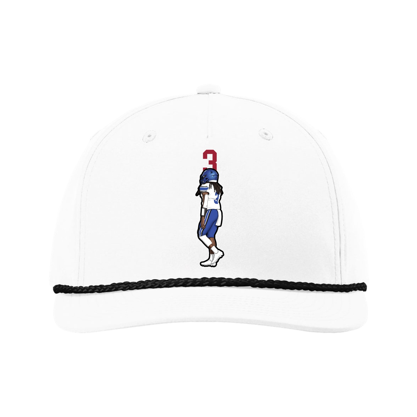 Five-Panel Classic Rope Cap — Number Top in White