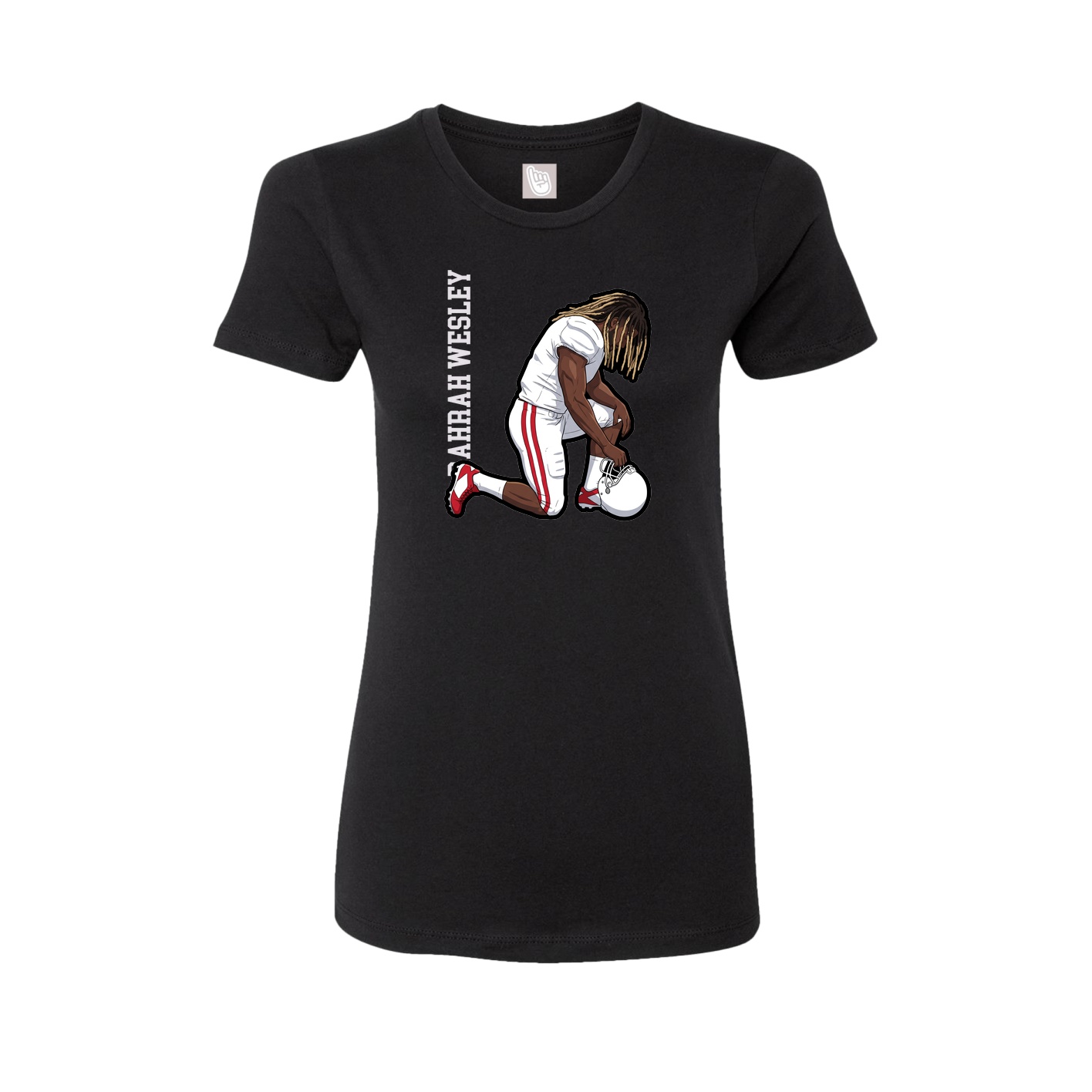 Fitted Women's Tee — Name Vertical in Black