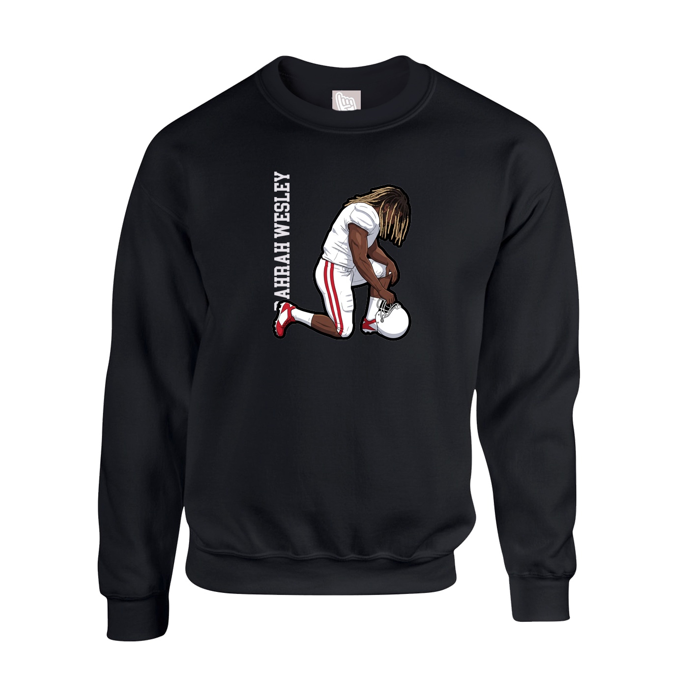 Fleece Crew — Name Vertical in Black