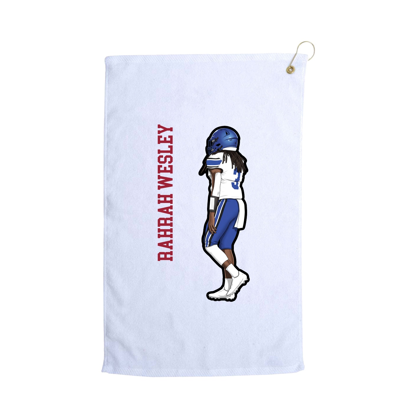 Golf Towel — Name Vertical in White