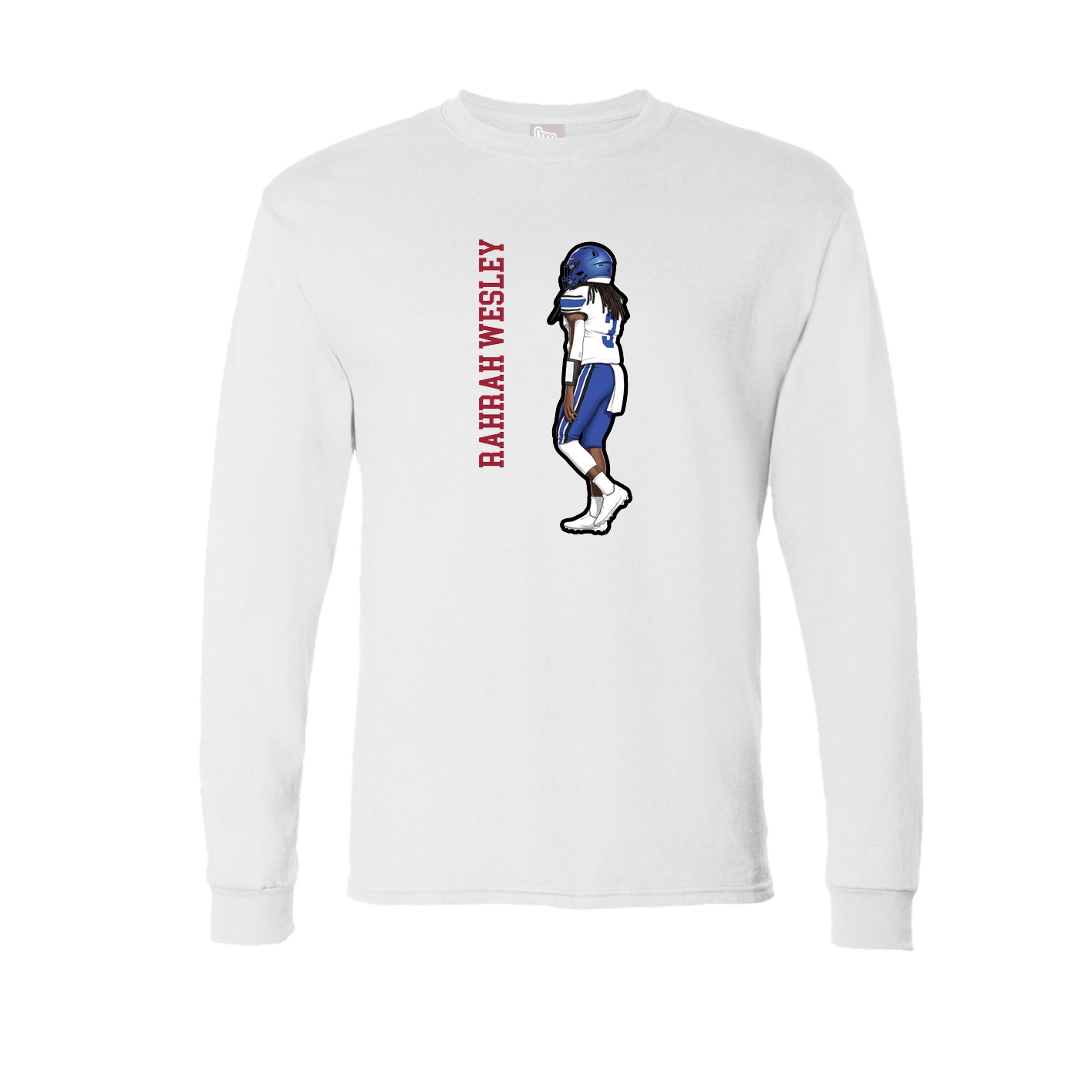 Long Sleeve Tee — Name Vertical in White