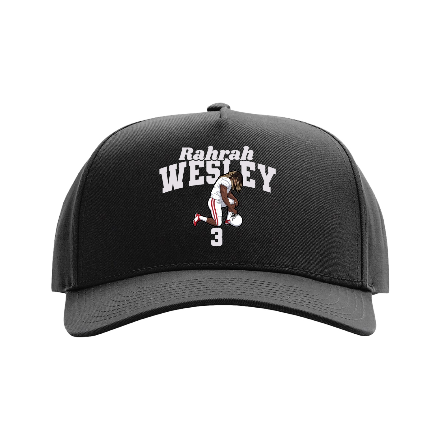 Full Fabric Five-Panel Champ Cap — Signature Arch in Black