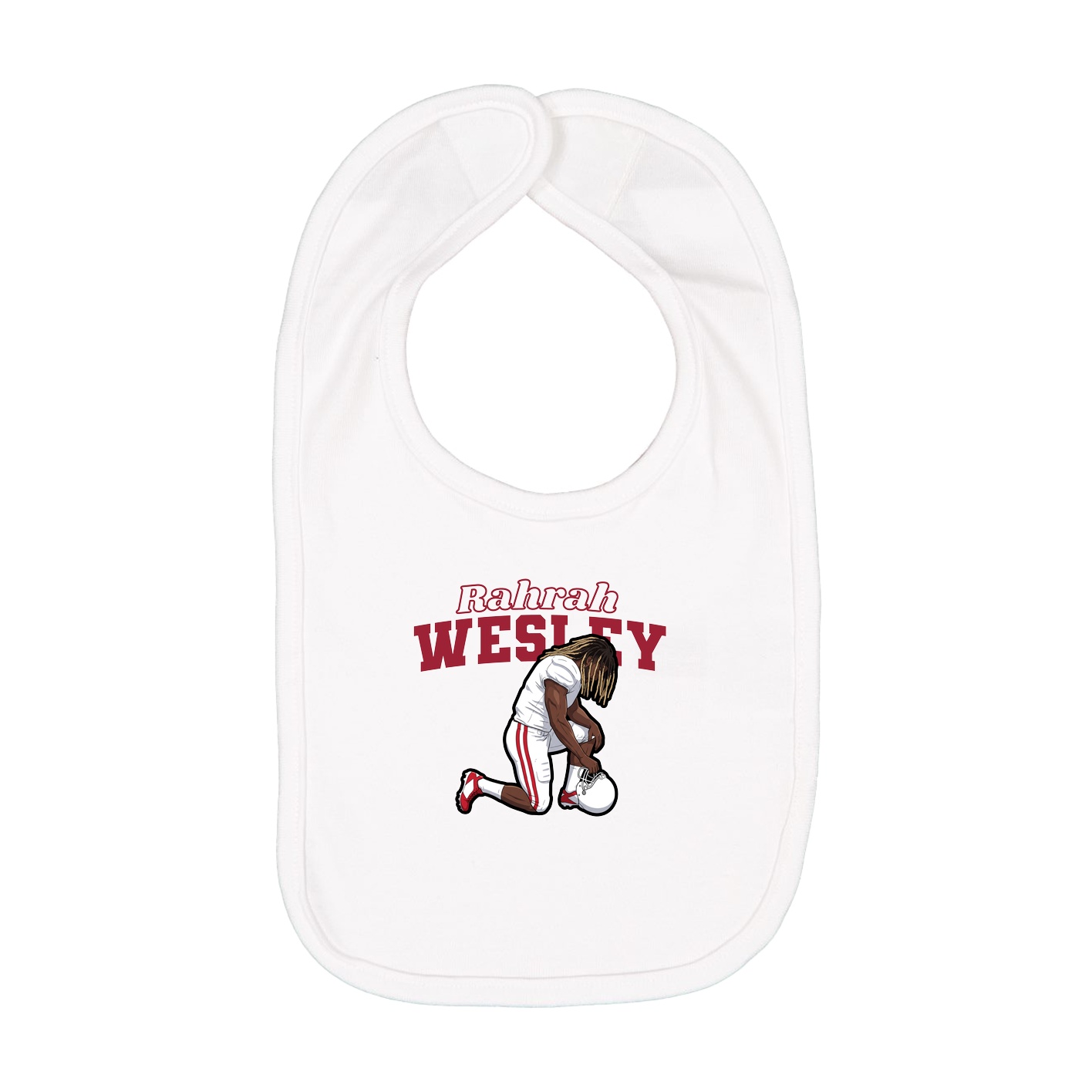 Infant Bib — Name Arch in White