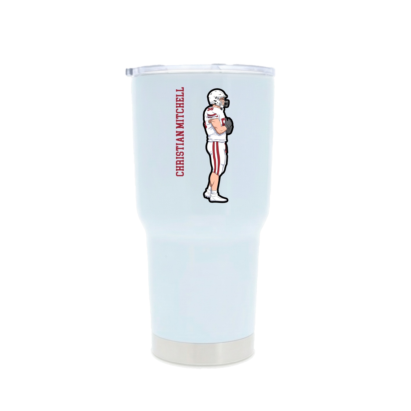 30oz Stainless Steel Tumbler — Name Vertical in White