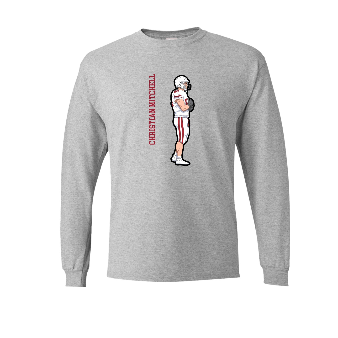 Long Sleeve Tee — Name Vertical in Grey