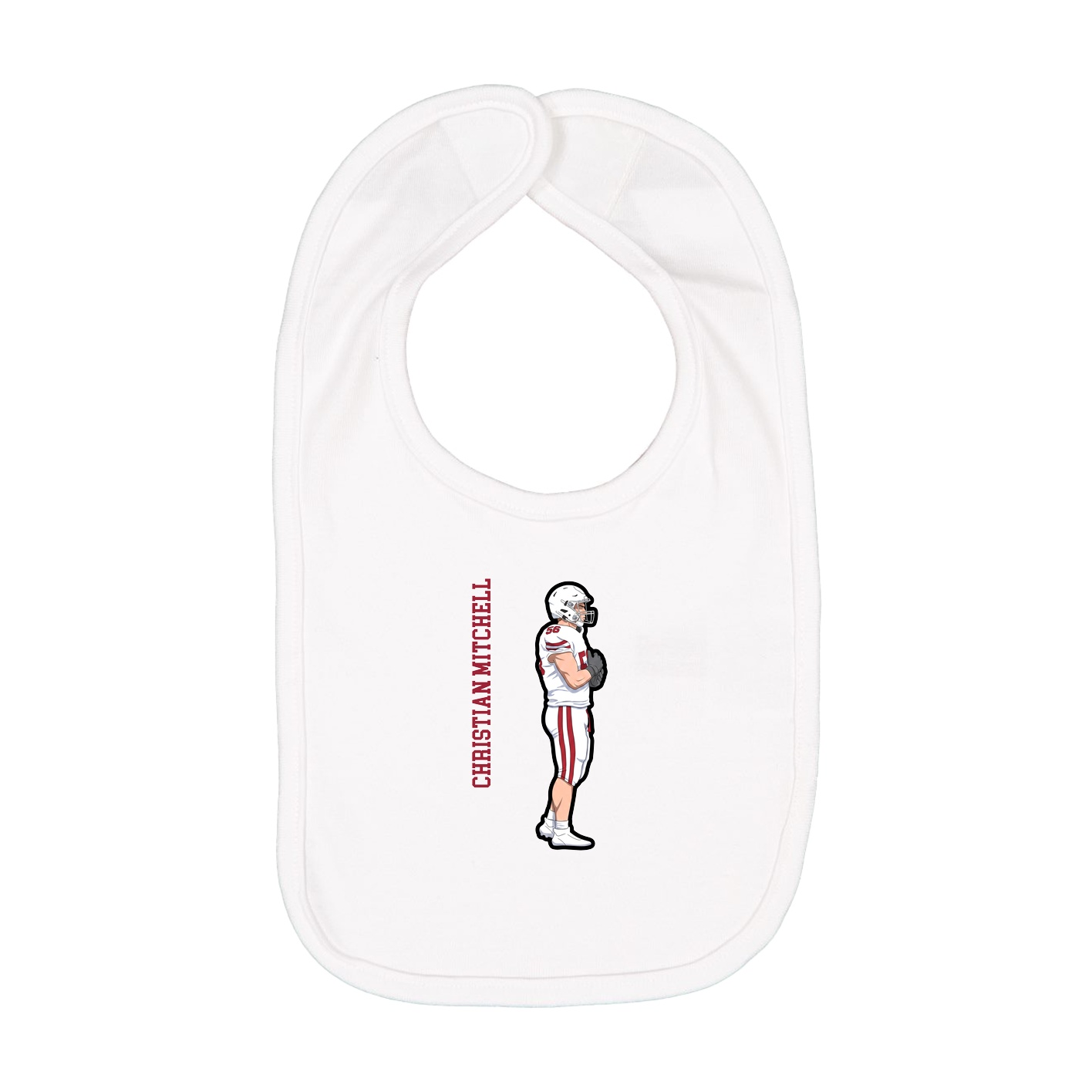 Infant Bib — Name Vertical in White
