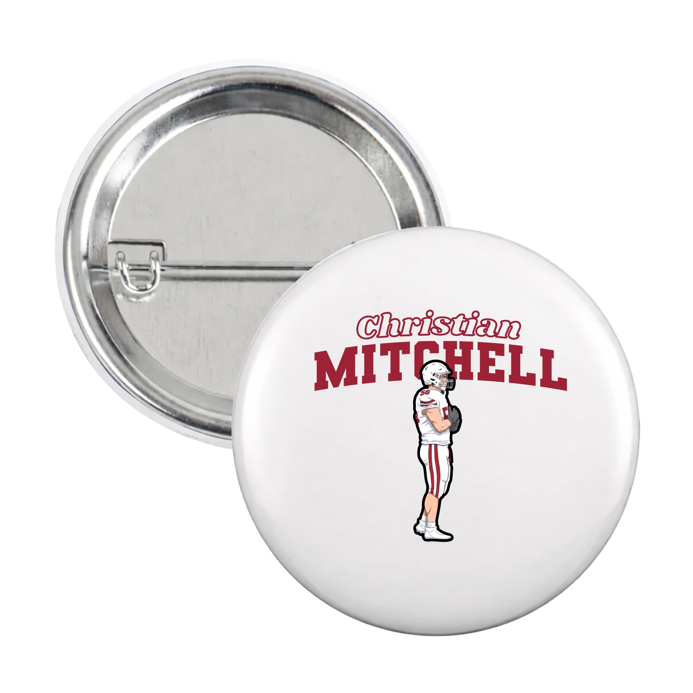 Game Day Button — Name Arch in White