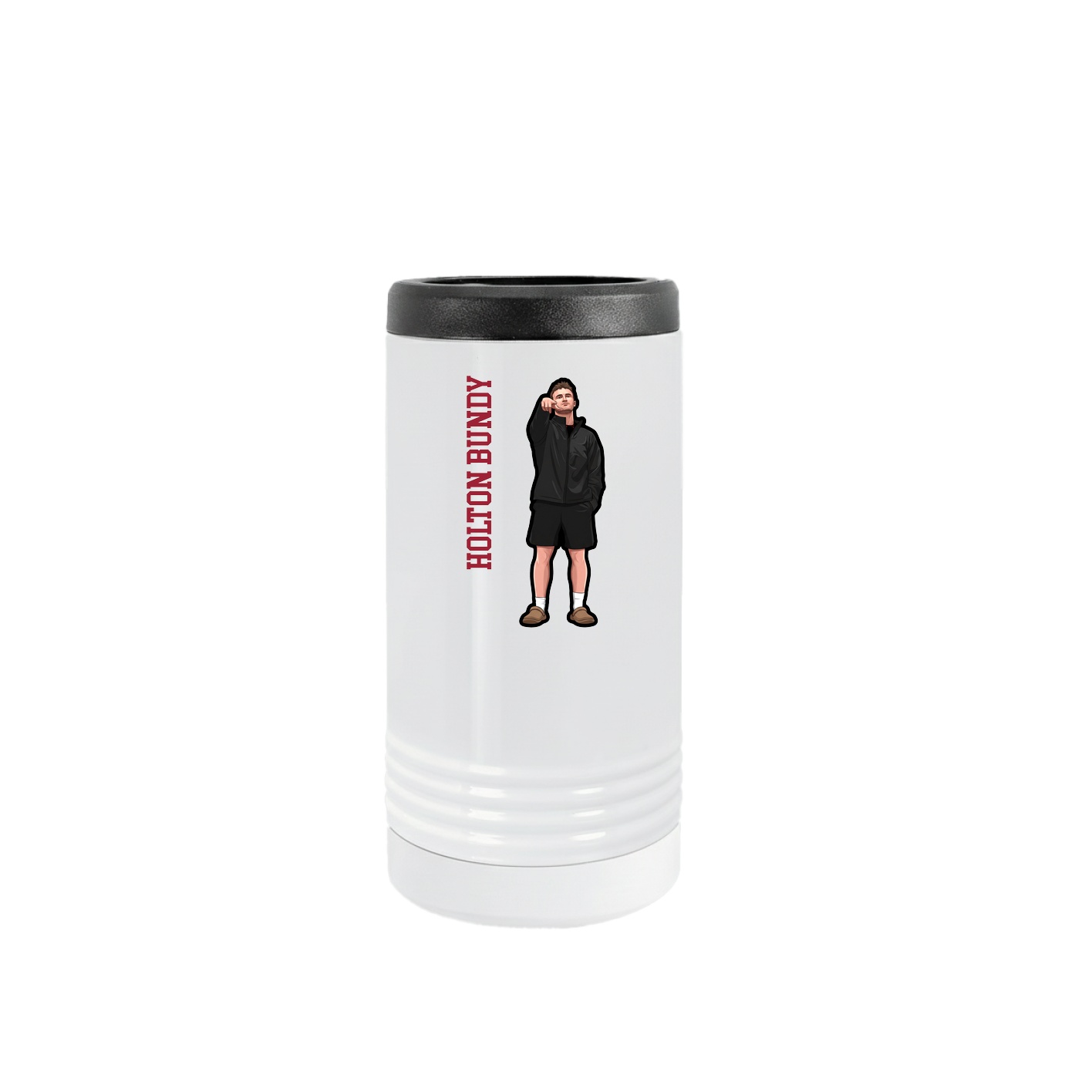Slim Beverage Holder — Name Vertical in White