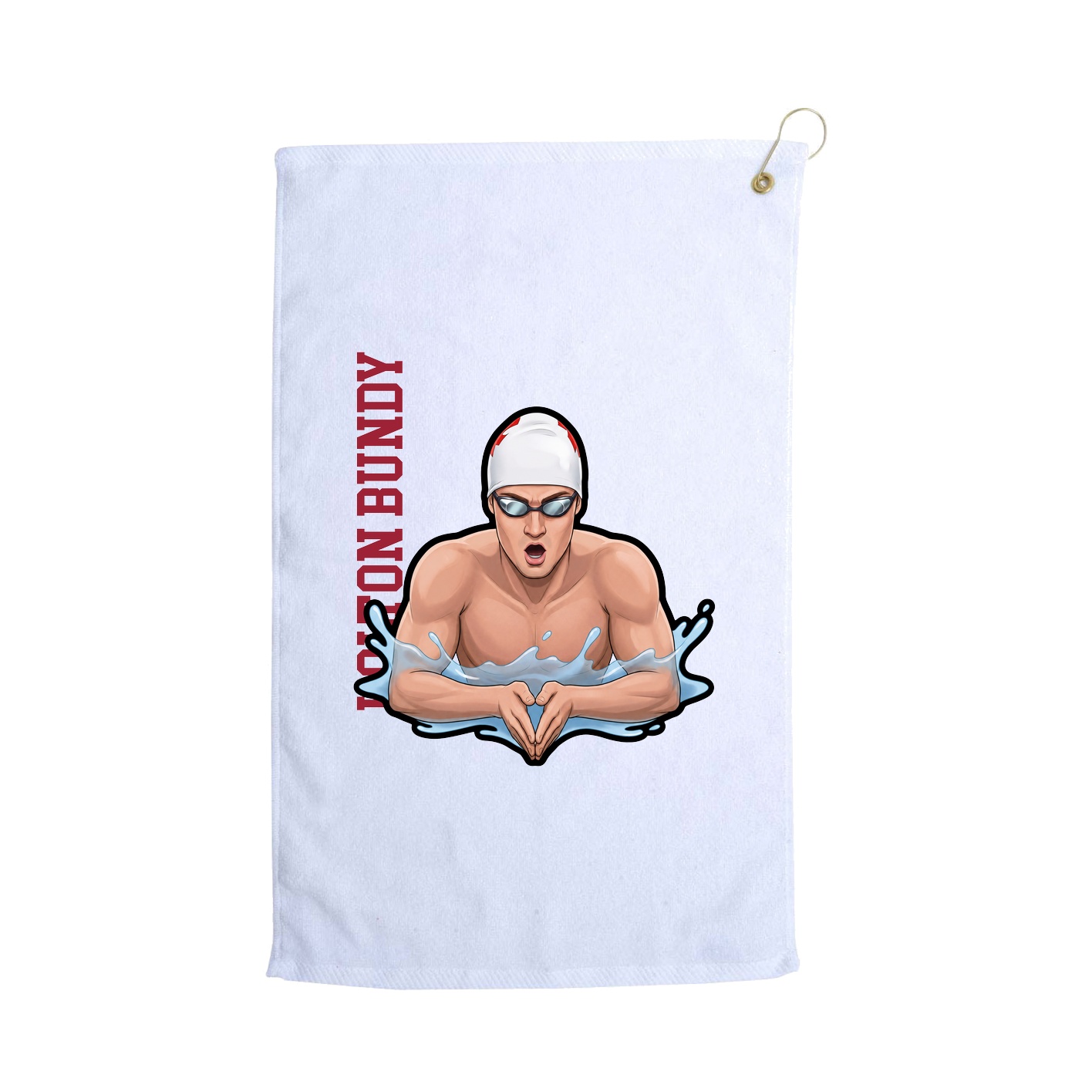 Golf Towel — Name Vertical in White