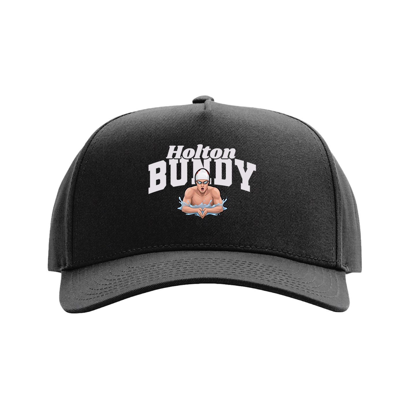 Full Fabric Five-Panel Champ Cap — Signature Arch in Black
