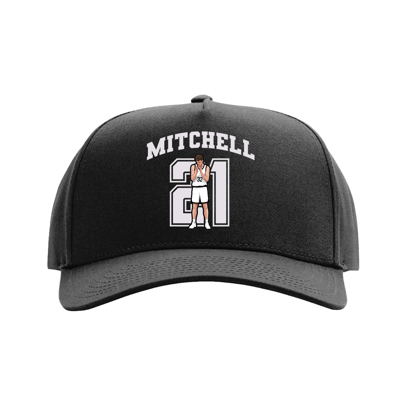 Full Fabric Five-Panel Champ Cap — Number in Black