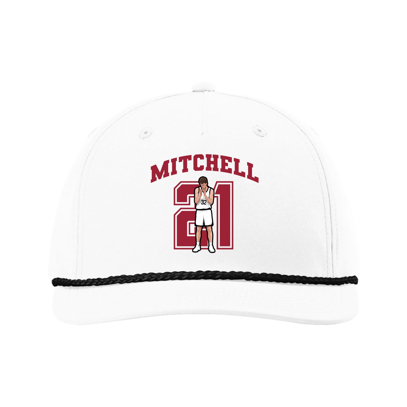 Five-Panel Classic Rope Cap — Number in White