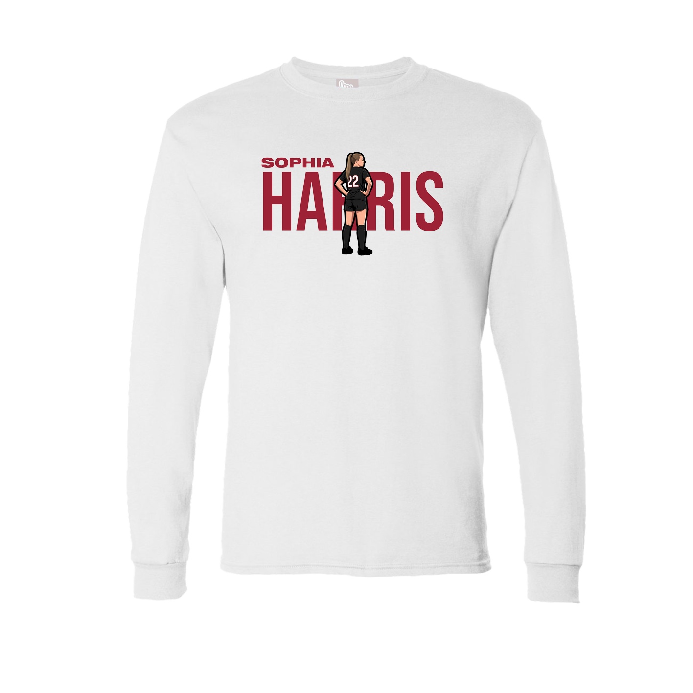 Long Sleeve Tee — Player Name in White
