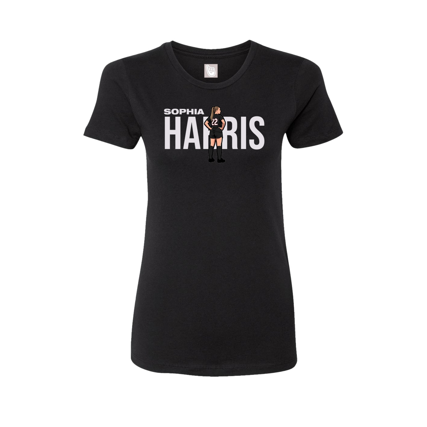 Fitted Women's Tee — Player Name in Black