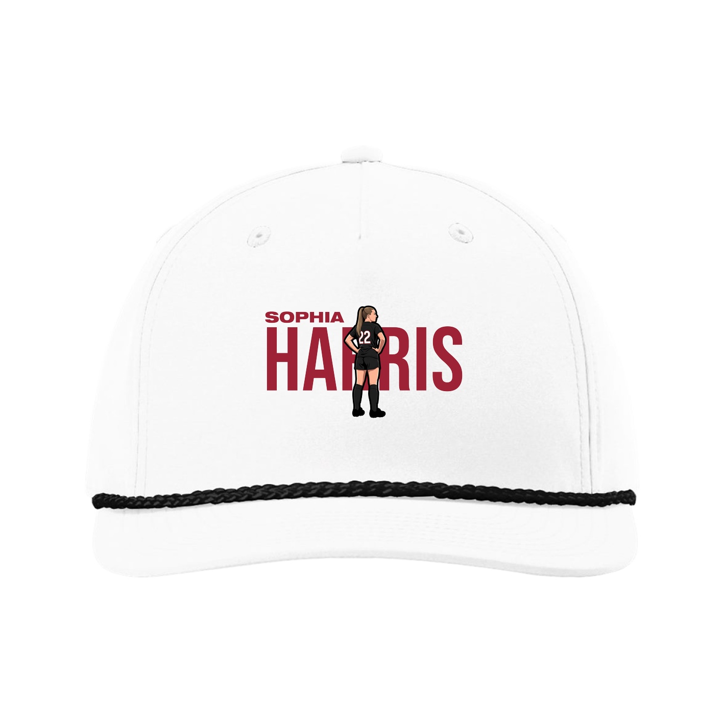 Five-Panel Classic Rope Cap — Player Name in White