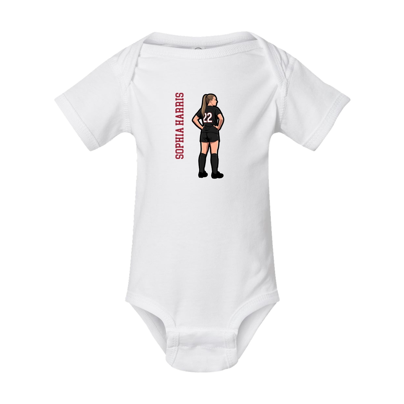 Baby Onesie — Name Vertical in White