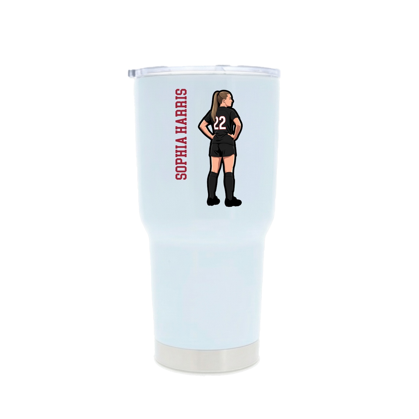 30oz Stainless Steel Tumbler — Name Vertical in White