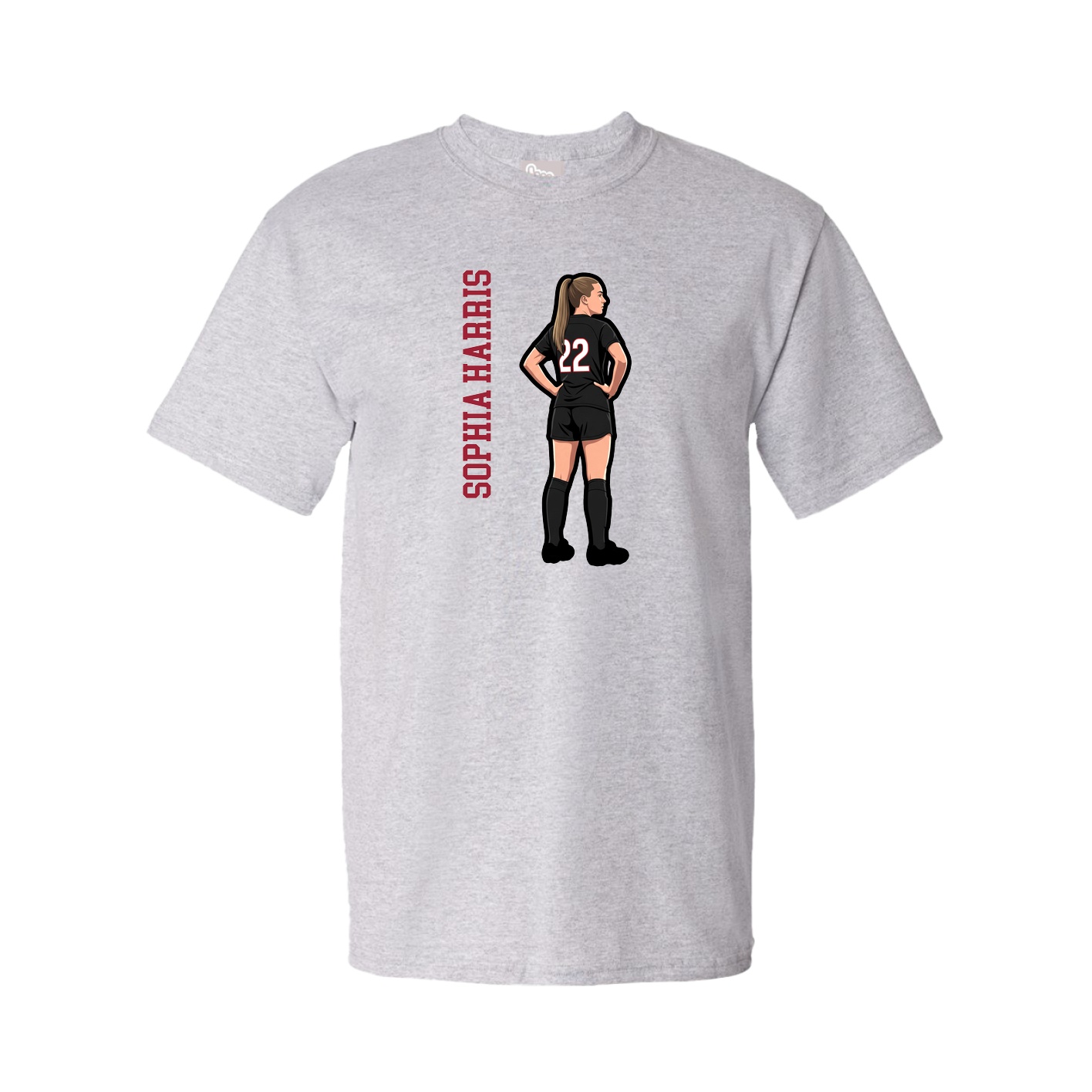 Youth Tee — Name Vertical in Grey