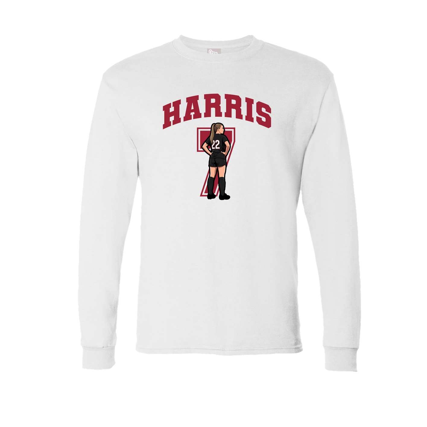 Long Sleeve Tee — Number in White