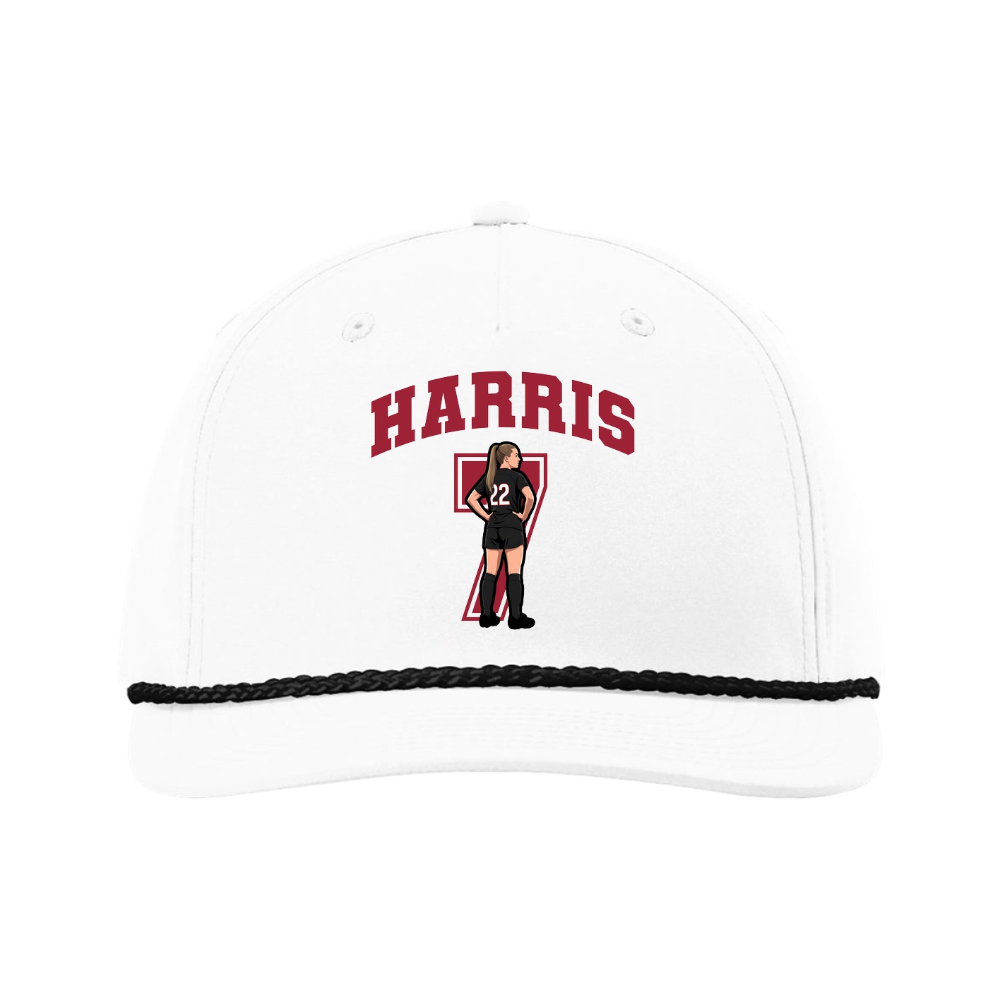 Five-Panel Classic Rope Cap — Number in White