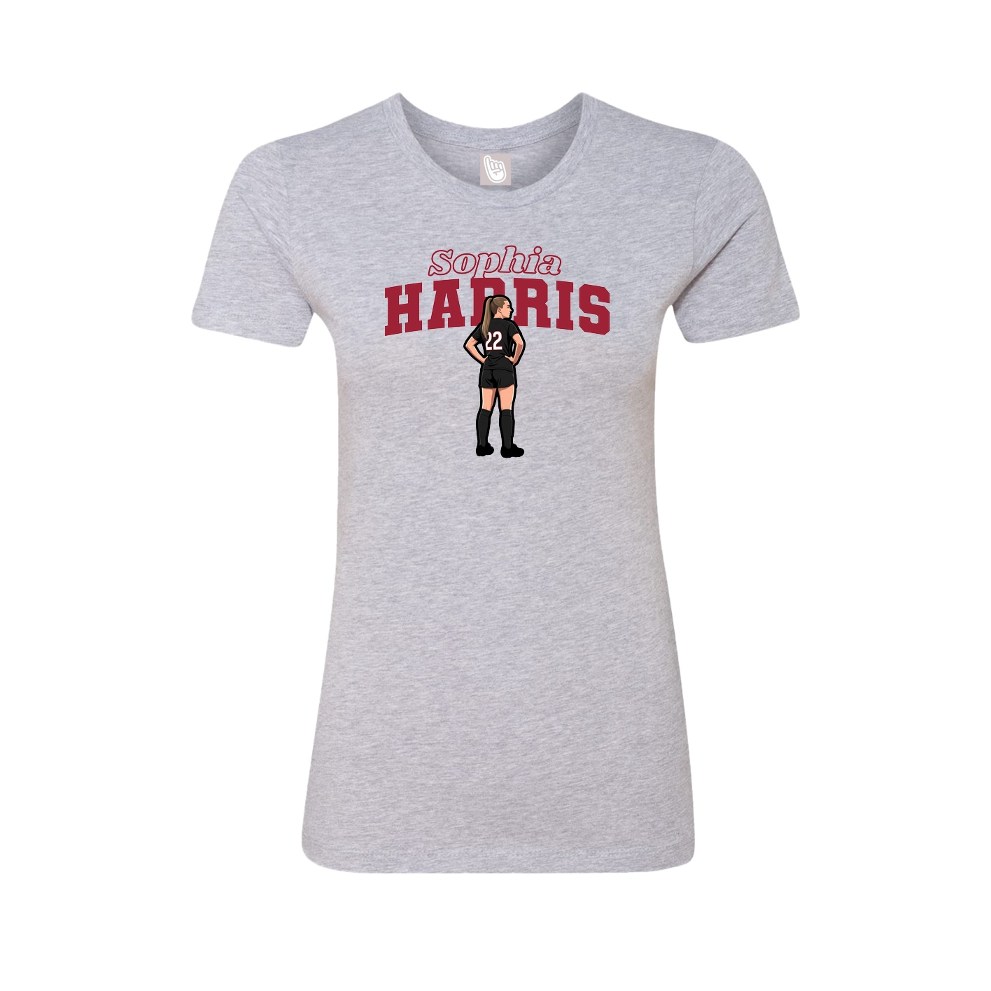 Fitted Women's Tee — Name Arch in Grey