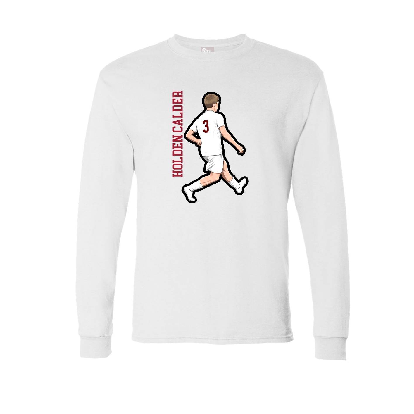 Long Sleeve Tee — Name Vertical in White
