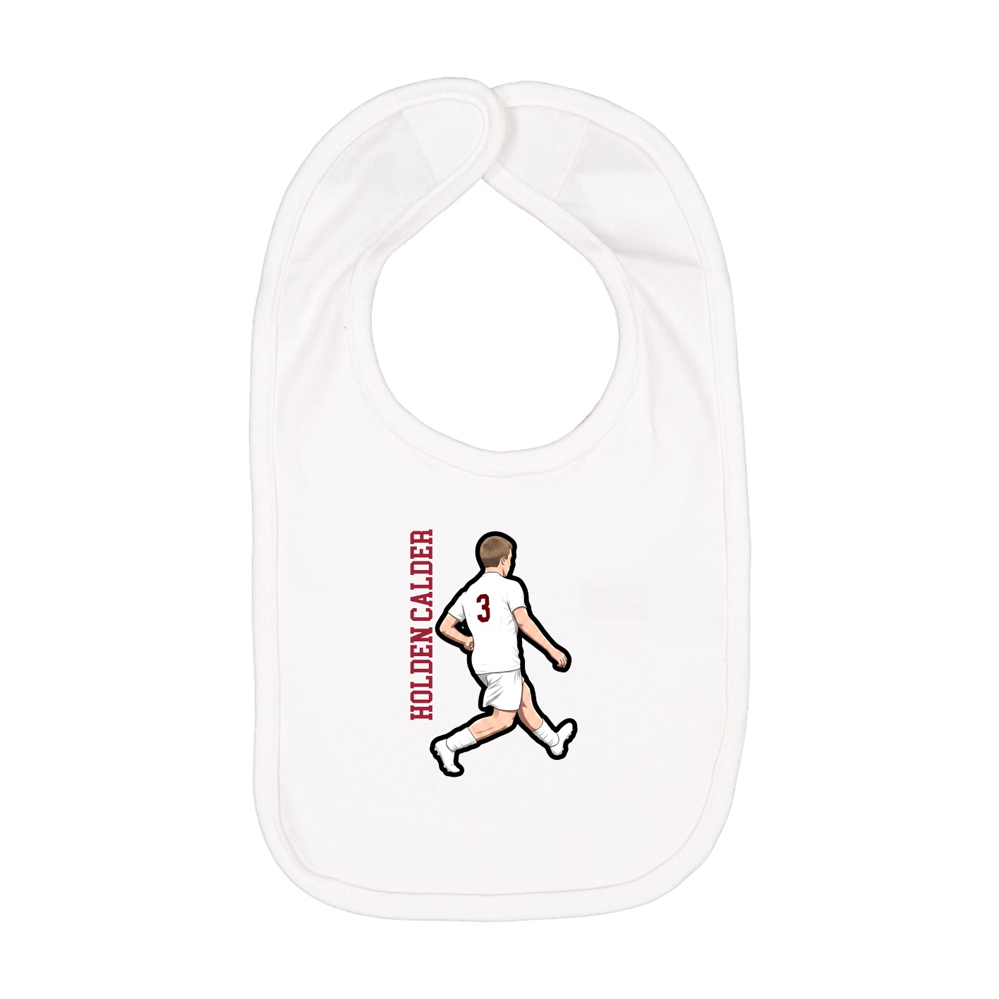 Infant Bib — Name Vertical in White