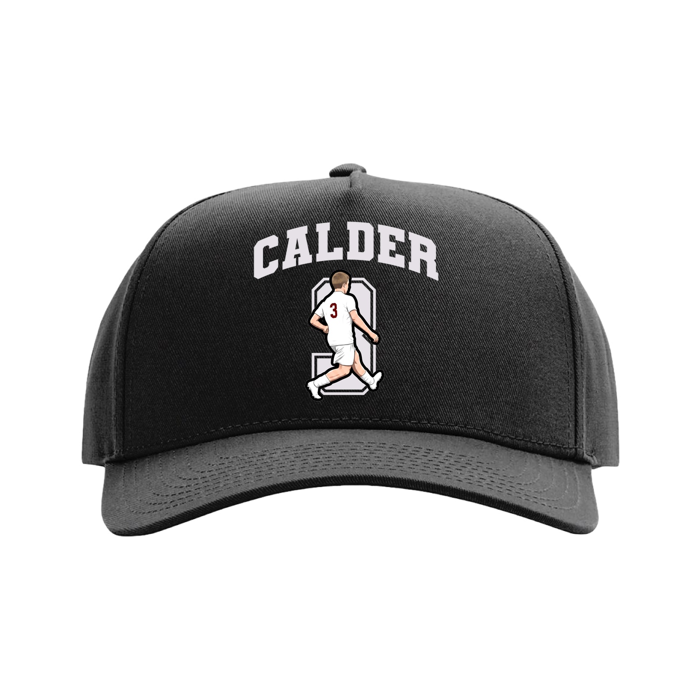 Full Fabric Five-Panel Champ Cap — Number in Black
