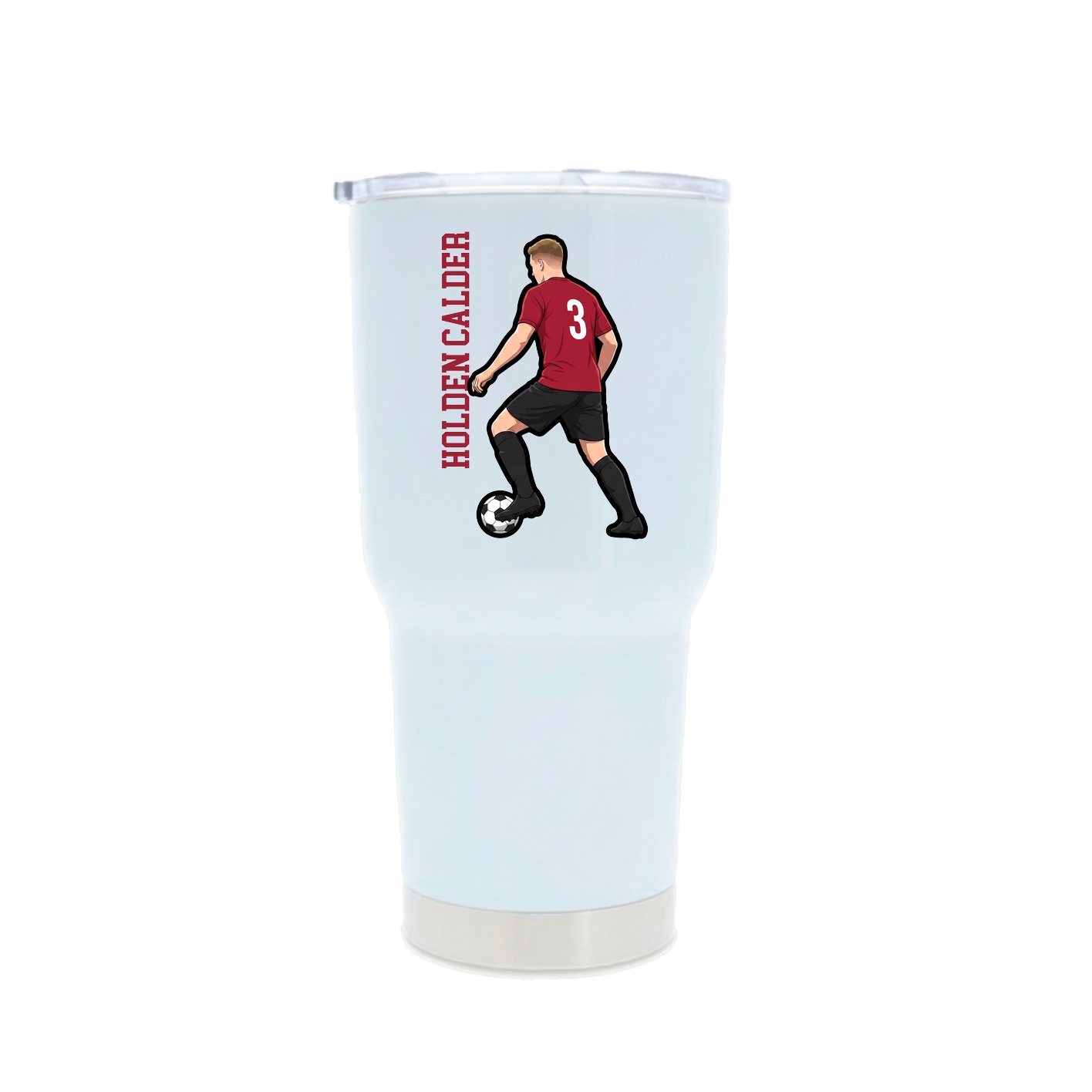 30oz Stainless Steel Tumbler — Name Vertical in White