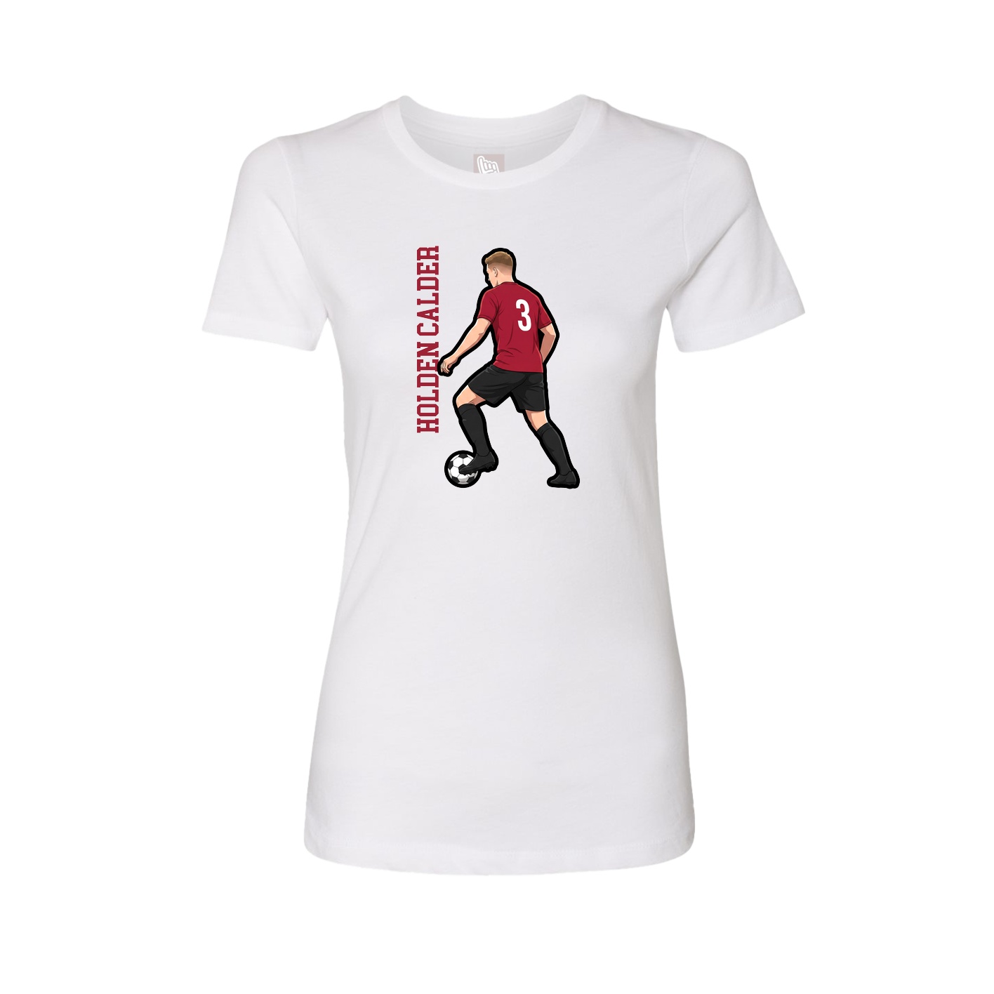 Fitted Women's Tee — Name Vertical in White