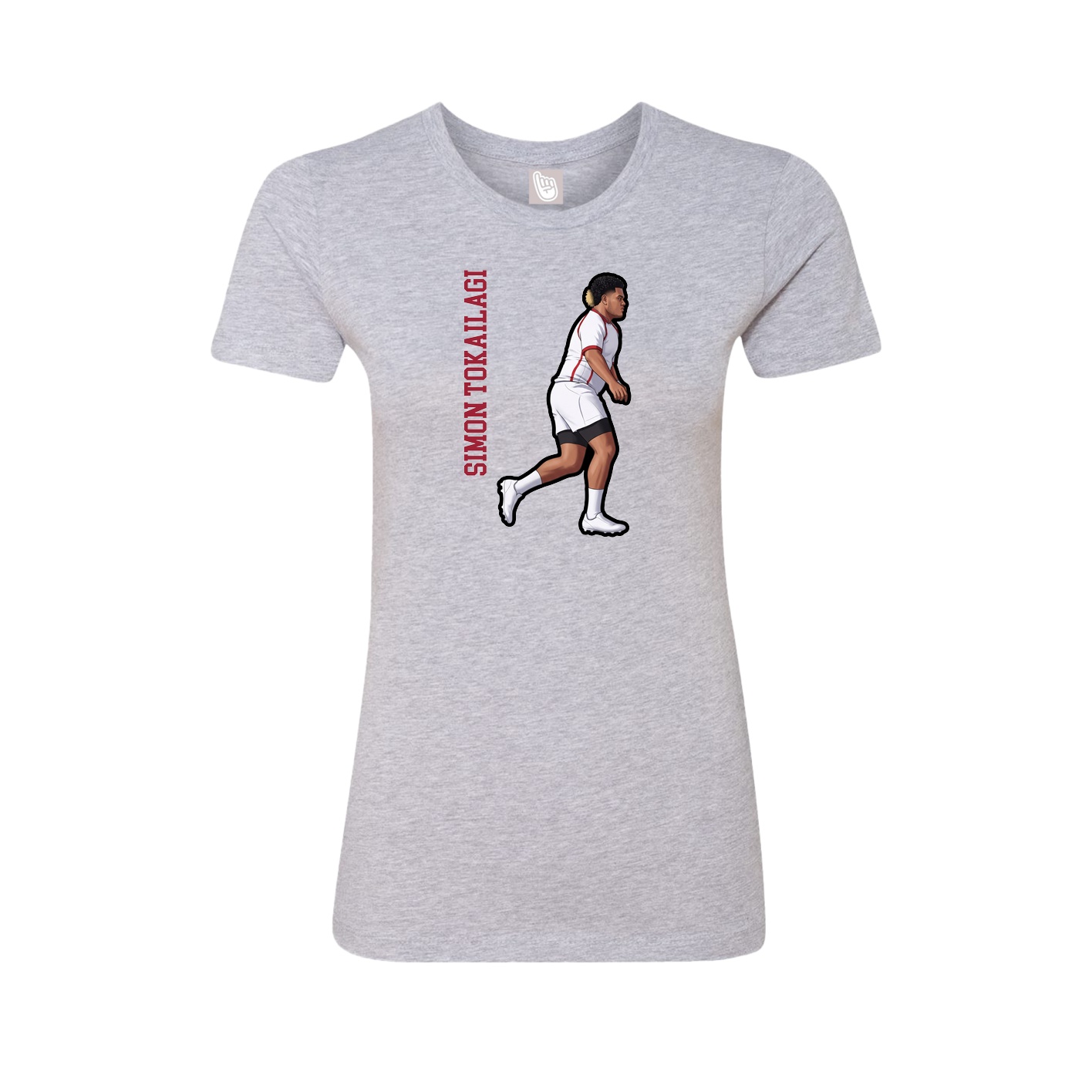 Fitted Women's Tee — Name Vertical in Grey