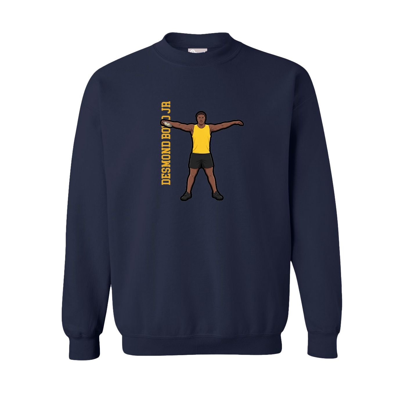 Fleece Crew — Name Vertical in Navy