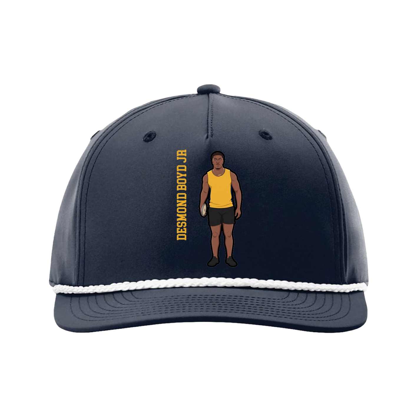 Five-Panel Classic Rope Cap — Name Vertical in Navy