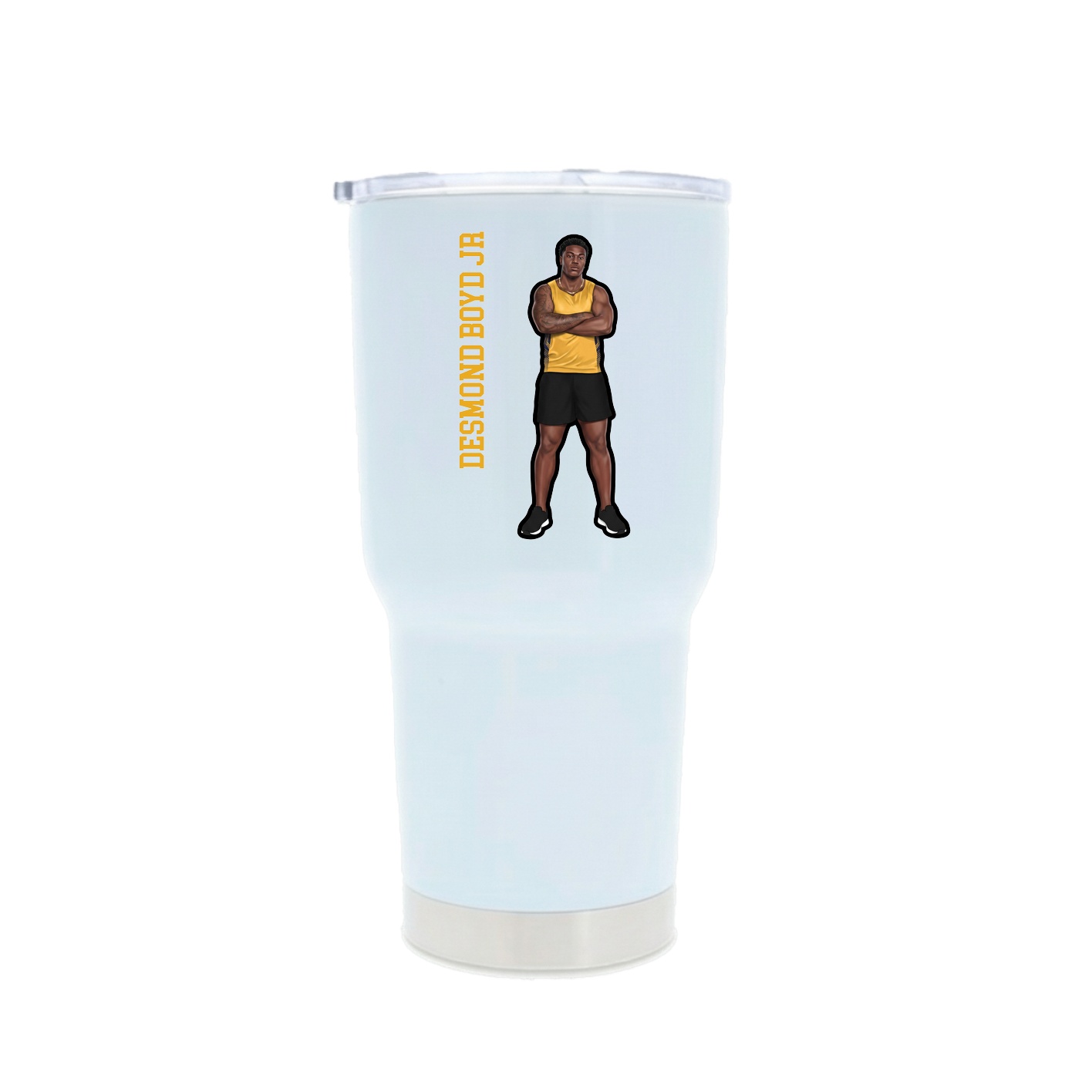 30oz Stainless Steel Tumbler — Name Vertical in White
