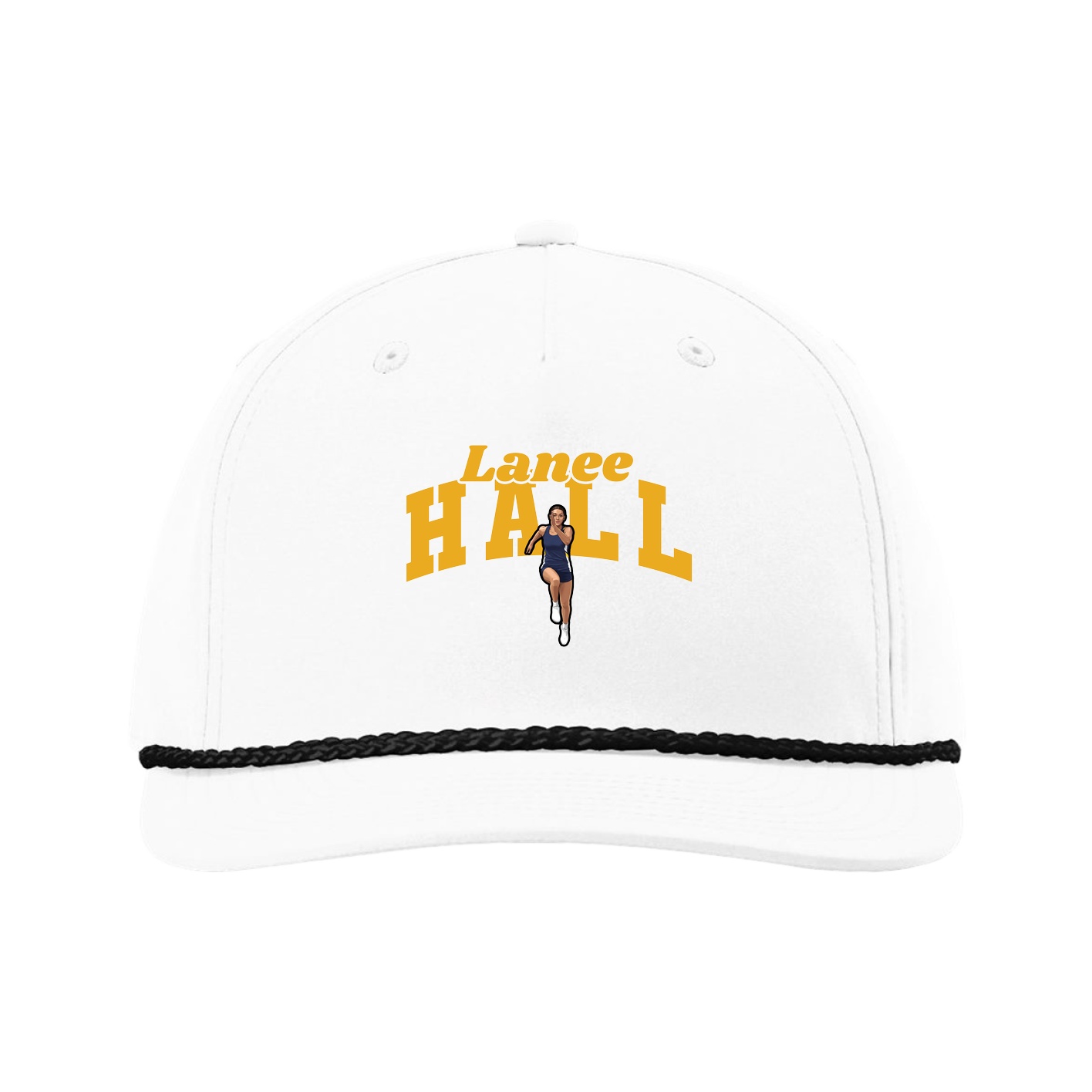 Five-Panel Classic Rope Cap — Signature Arch in White