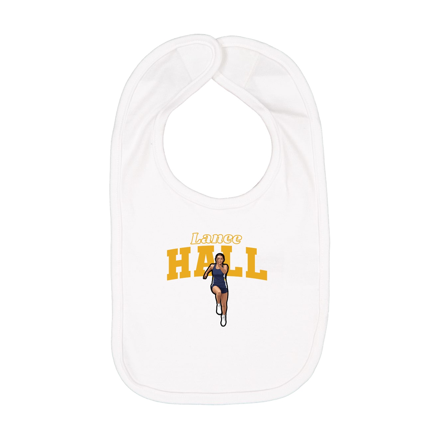 Infant Bib — Name Arch in White