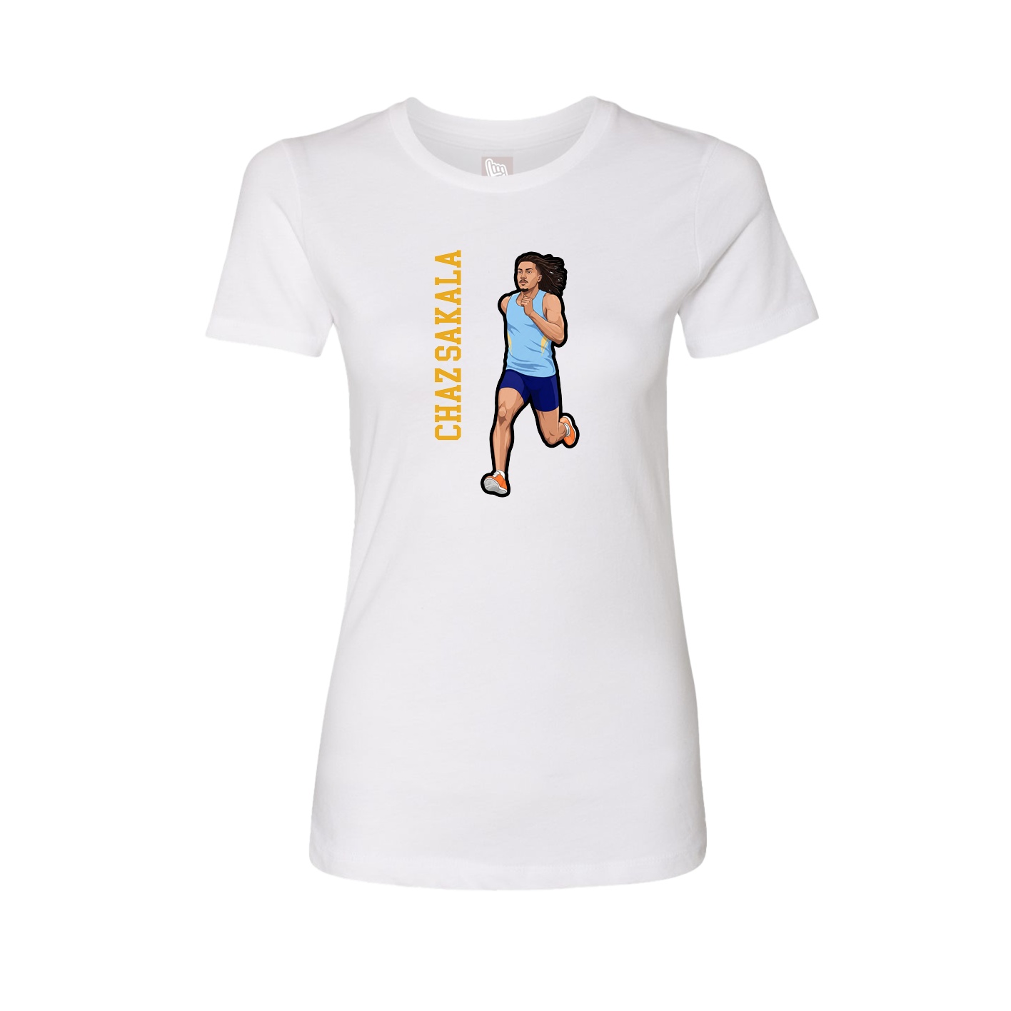 Fitted Women's Tee — Name Vertical in White